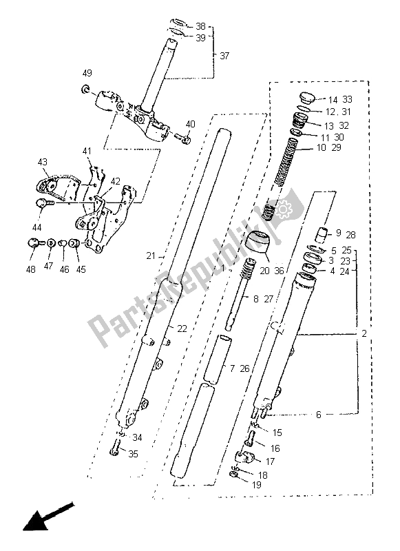 Tutte le parti per il Forcella Anteriore del Yamaha SR 500 1995