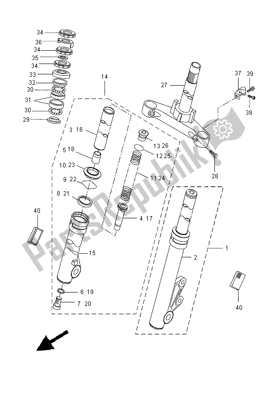 Todas las partes para Tenedor Frontal de Yamaha CW 50L 2013