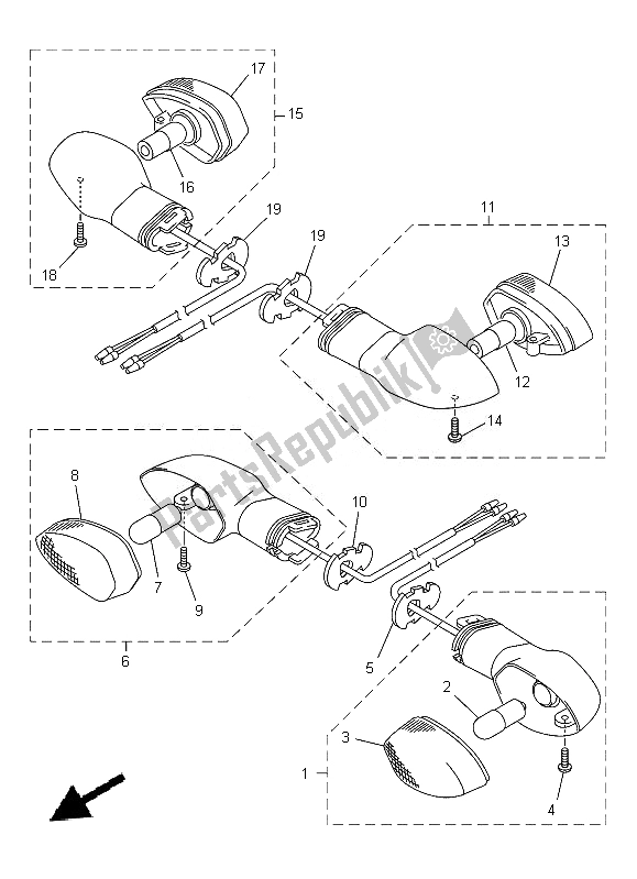 All parts for the Flasher Light of the Yamaha XJ 6 NA 600 2014