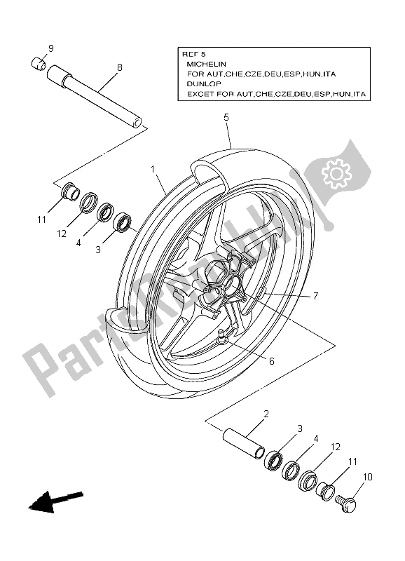 Todas las partes para Rueda Delantera de Yamaha YZF R1 1000 2010