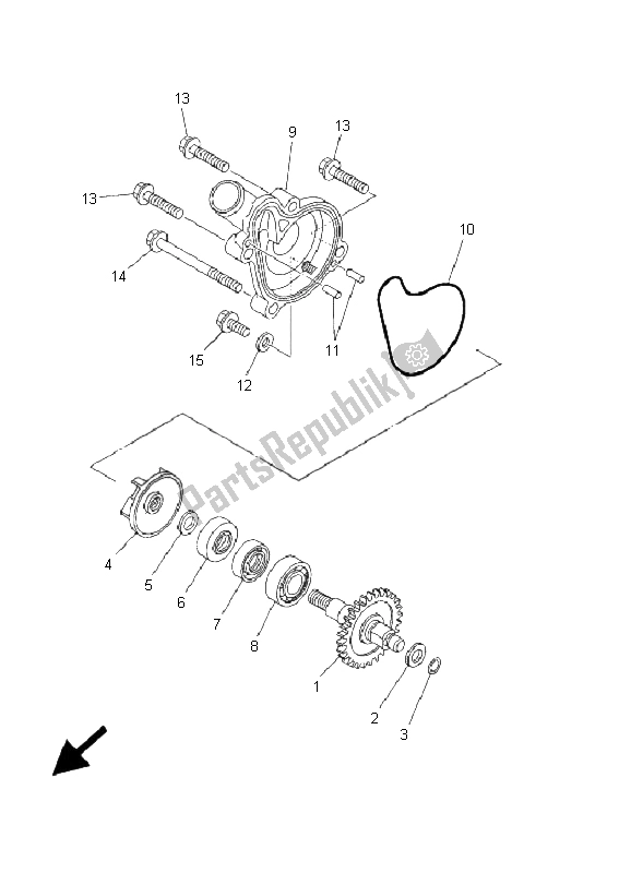Tutte le parti per il Pompa Dell'acqua del Yamaha YZ 250F 2001