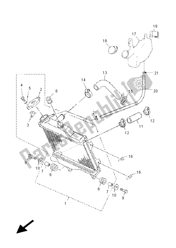 All parts for the Radiator & Hose of the Yamaha TZR 50 2011