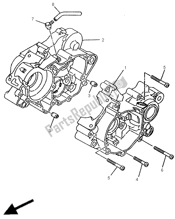 All parts for the Crankcase of the Yamaha YZ 80 LW 1999