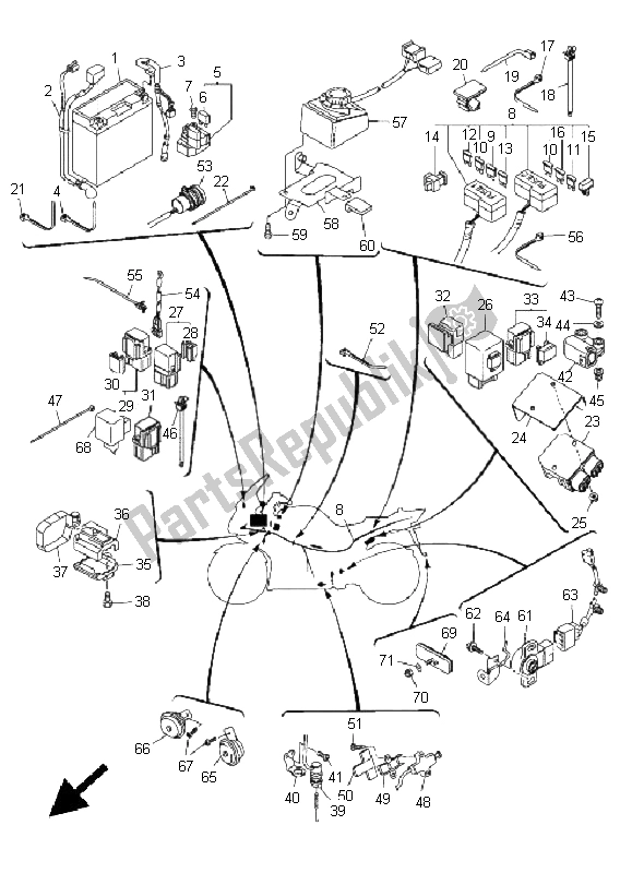 All parts for the Electrical 2 of the Yamaha FJR 1300 AS 2011