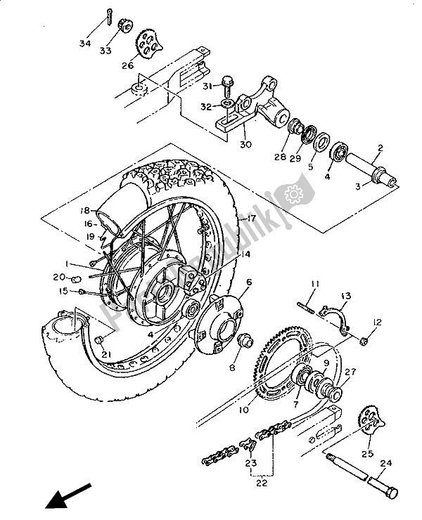 Tutte le parti per il Ruota Posteriore del Yamaha XT 600Z Tenere 1990