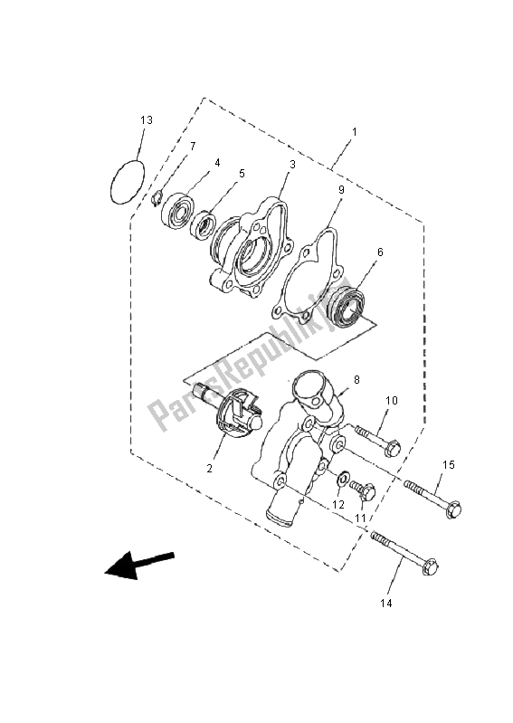 All parts for the Water Pump of the Yamaha YFM 400 FA Kodiak 4X4 Manual 2000