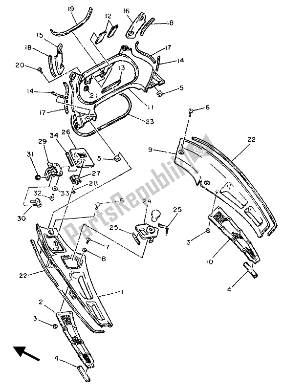 Toutes les pièces pour le Capot 2 du Yamaha FJ 1200 1988