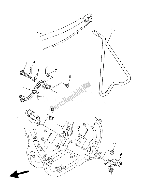 Tutte le parti per il Stand E Poggiapiedi del Yamaha YZ 450F 2010