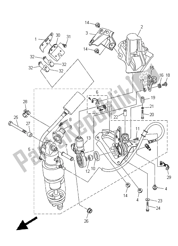 Todas las partes para Suspensión Trasera de Yamaha FJR 1300 AE 2014