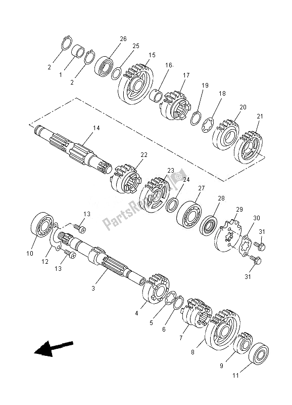 All parts for the Transmission of the Yamaha YZF R 125 2010