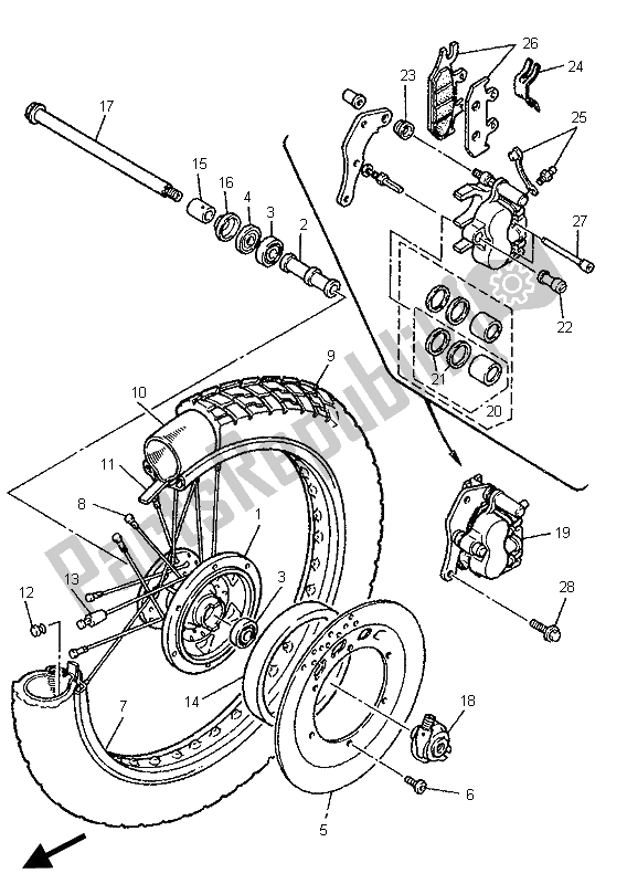 Todas las partes para Rueda Delantera de Yamaha XT 600E 1996