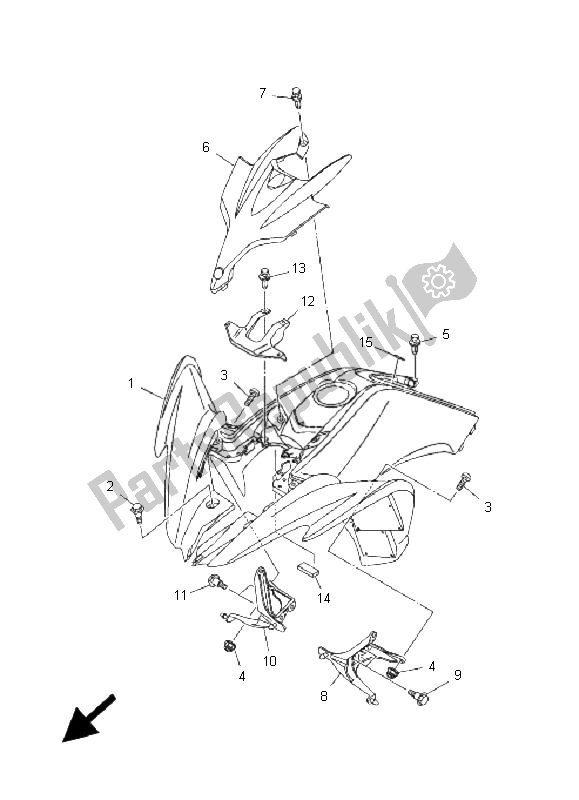 Tutte le parti per il Parafango Anteriore del Yamaha YFM 250R 2009