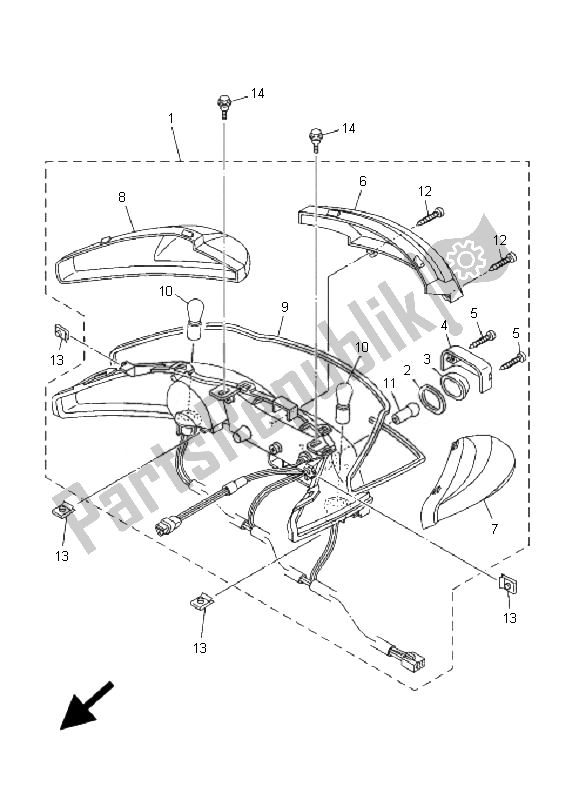 All parts for the Taillight of the Yamaha YP 400 Majesty 2007