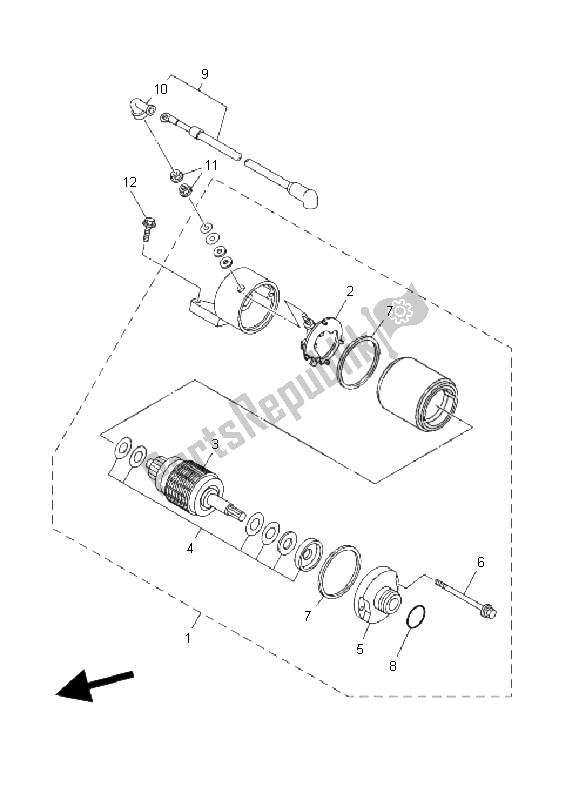 All parts for the Starting Motor of the Yamaha YFM 350 FA Bruin 4X4 2004