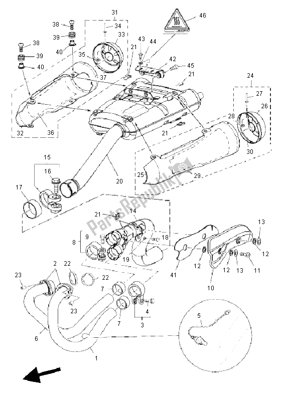 Toutes les pièces pour le échappement du Yamaha MT 03 660 2011