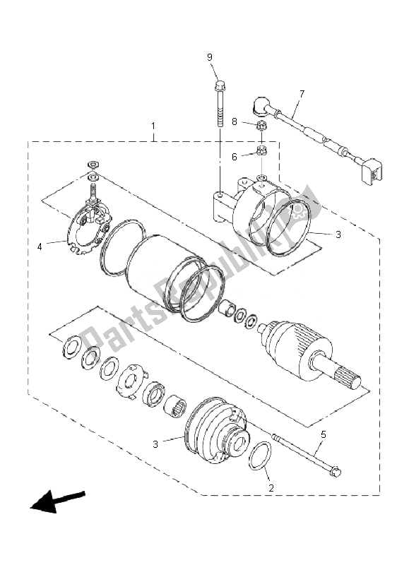 All parts for the Starting Motor of the Yamaha FZ6 S Fazer 600 2007