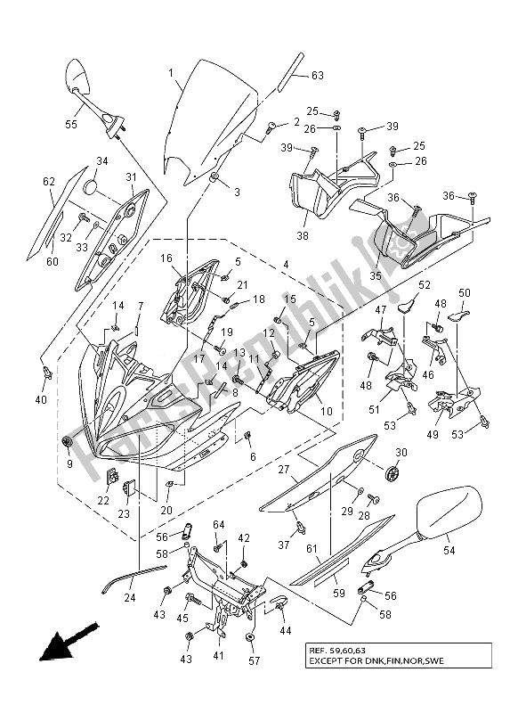 All parts for the Cowling of the Yamaha FZ8 S 800 2014