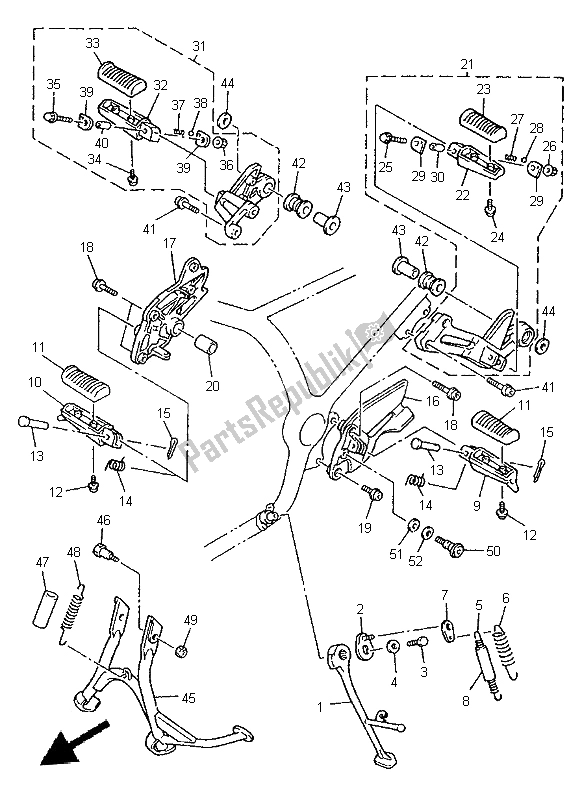 Wszystkie części do Podstawka I Podnó? Ek Yamaha XJ 900S Diversion 1997