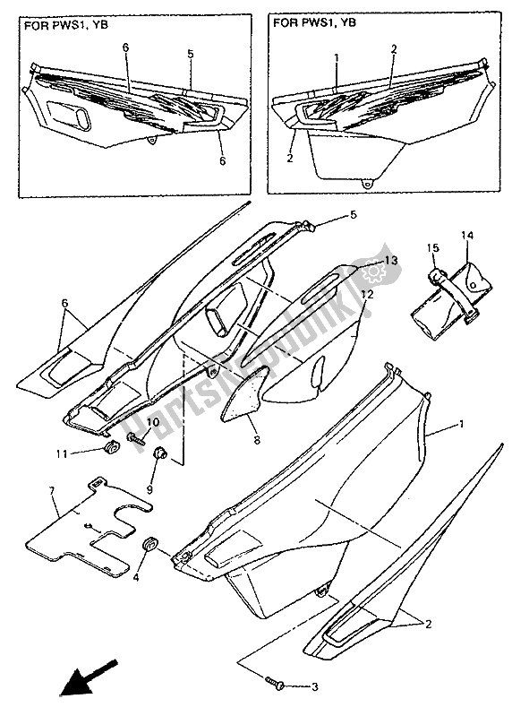 All parts for the Side Cover & Oil Tank of the Yamaha XT 600K 1994