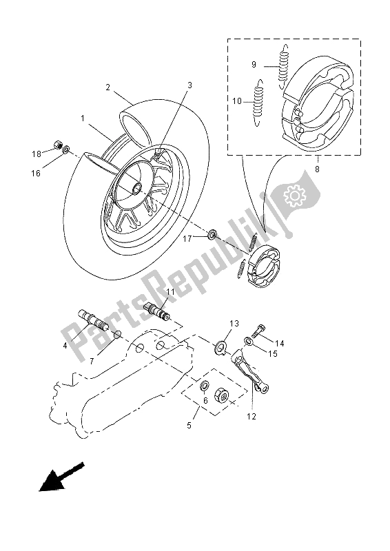 All parts for the Rear Wheel of the Yamaha CW 50 2014