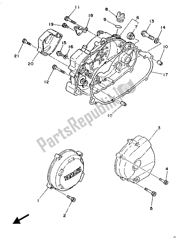 All parts for the Crankcase Cover 1 of the Yamaha TZR 250 1987