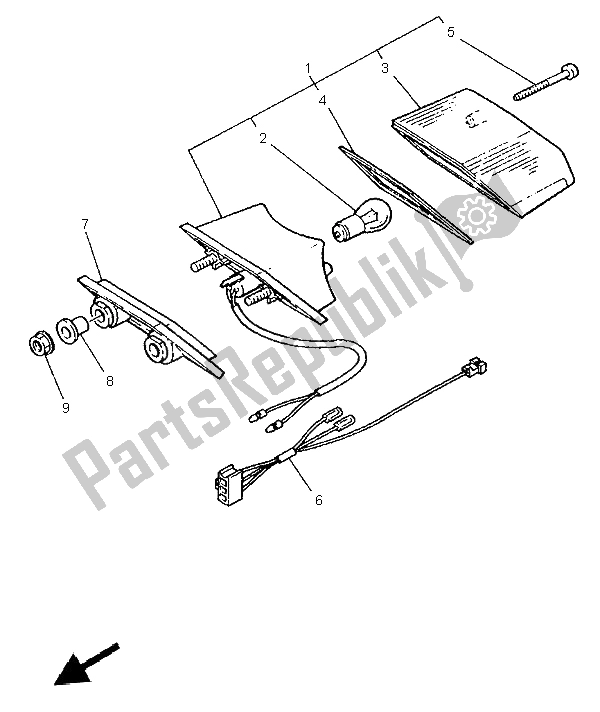 Toutes les pièces pour le Feu Arrière du Yamaha XT 600E 1997