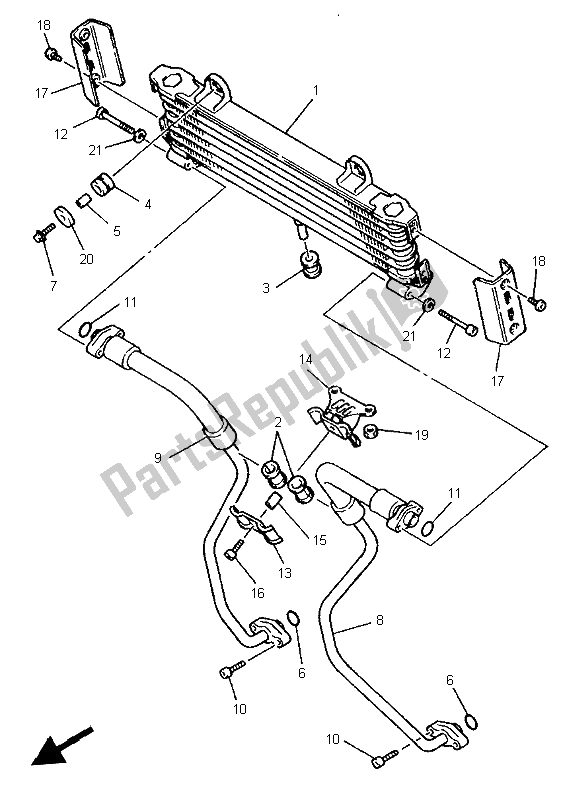 Toutes les pièces pour le Refroidisseur D'huile du Yamaha XJR 1200 SP 1997