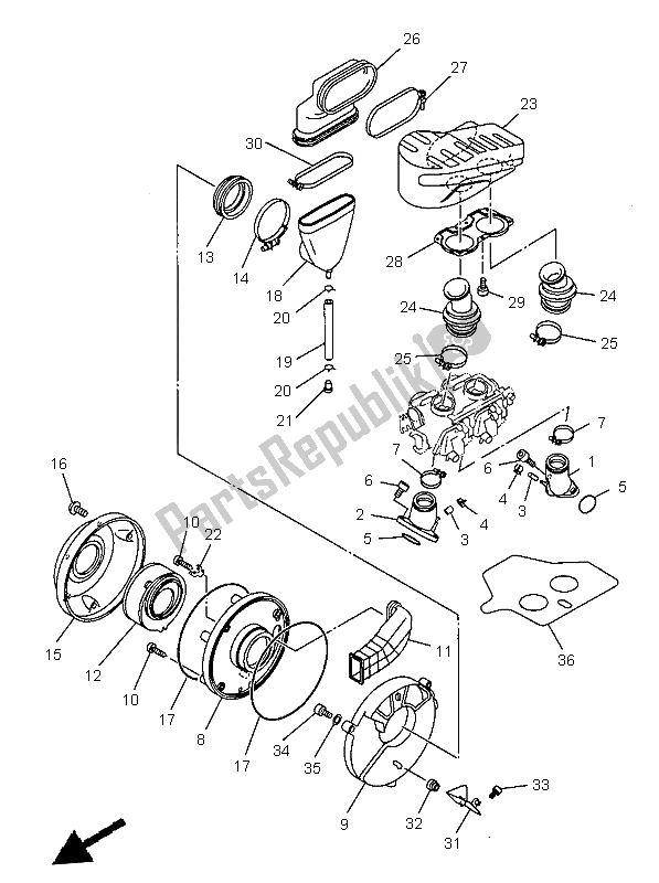 All parts for the Intake of the Yamaha XVS 650 Dragstar 1999