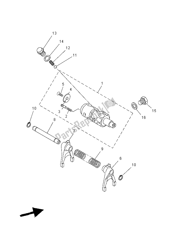 Wszystkie części do Krzywka Zmiany Biegów I Widelec Yamaha YXM 700E 2014