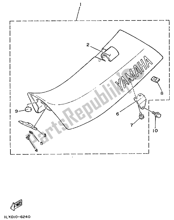 All parts for the Seat of the Yamaha YZ 250 1988