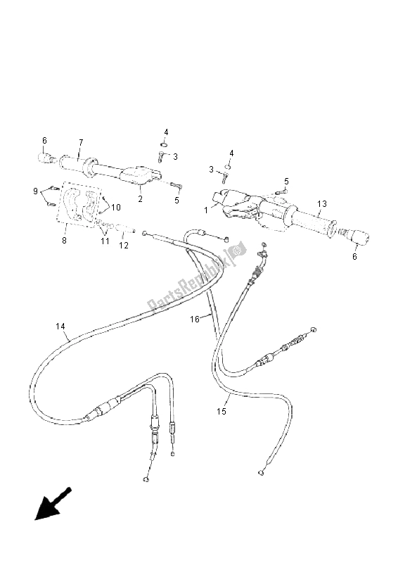 All parts for the Steering Handle & Cable of the Yamaha TZR 50 2006