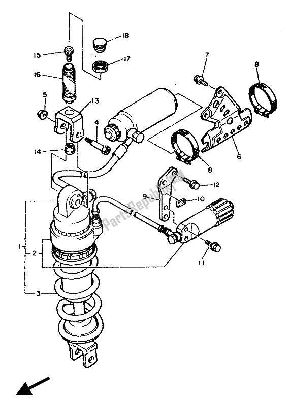 Toutes les pièces pour le Suspension Arrière du Yamaha FZR 750R 1990