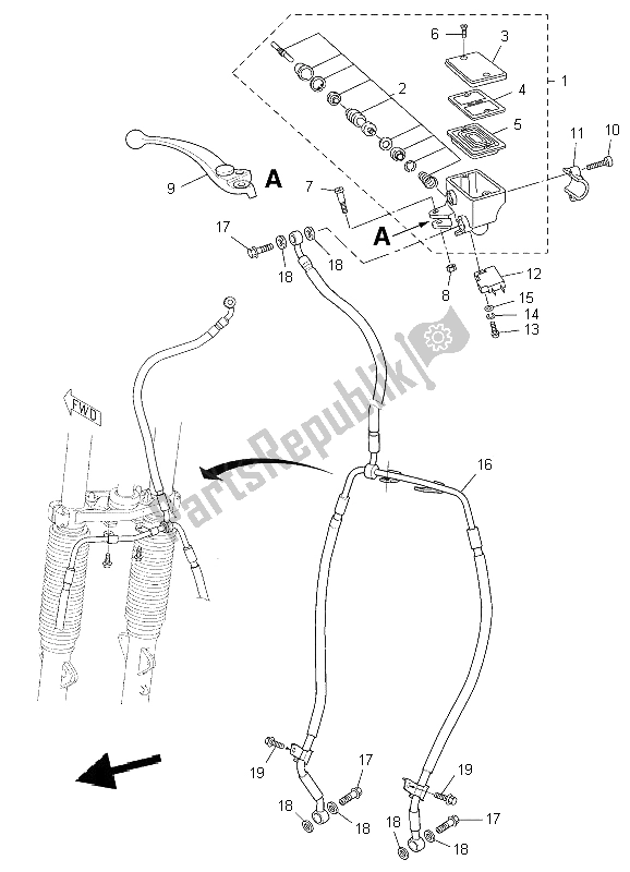 Todas as partes de Cilindro Mestre Dianteiro do Yamaha XT 660Z Tenere 2009