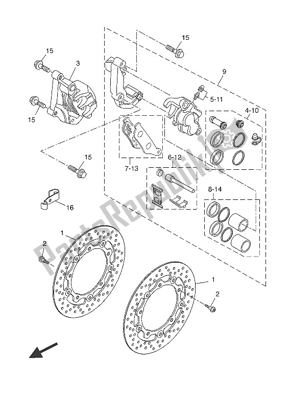 Todas las partes para Pinza De Freno Delantero de Yamaha YP 400R 2016