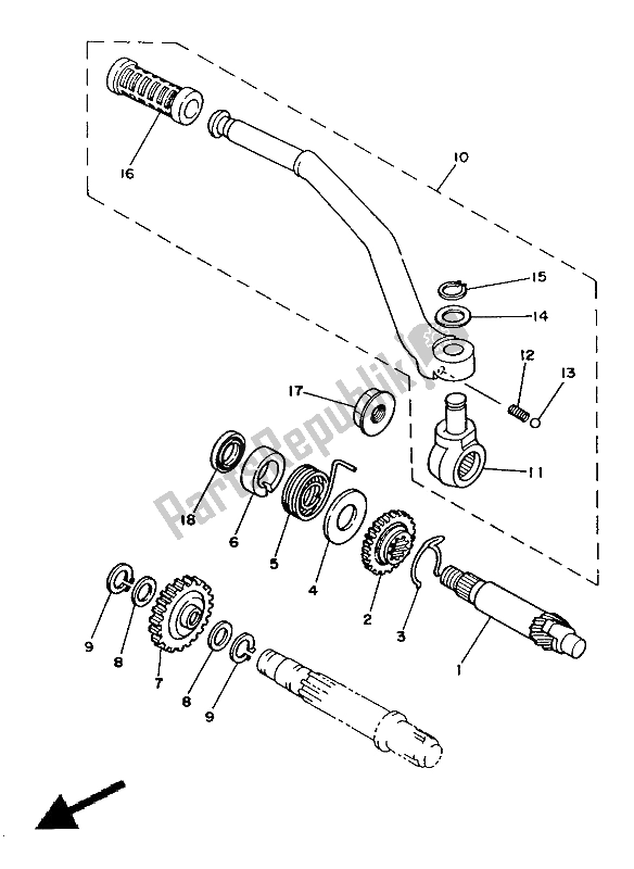 All parts for the Starter of the Yamaha DT 125 LC 1987