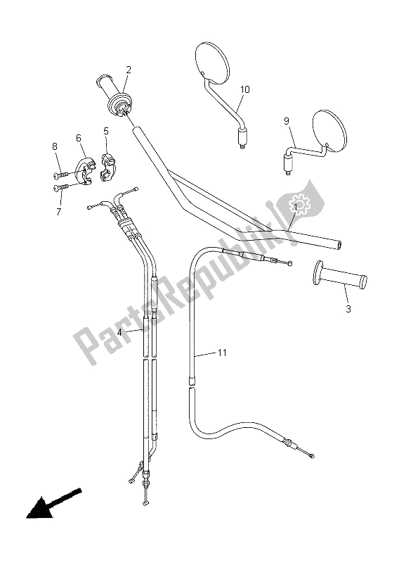 Alle onderdelen voor de Stuurhendel En Kabel van de Yamaha WR 250R 2012