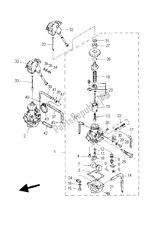 All parts for the Carburetor of the Yamaha YFZ 350 Banshee 2003