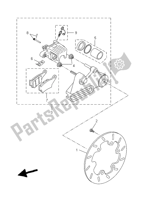 Todas las partes para Pinza De Freno Trasero de Yamaha WR 125X 2009