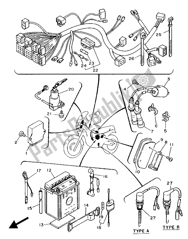 All parts for the Electrical 1 of the Yamaha XTZ 750 Supertenere 1989