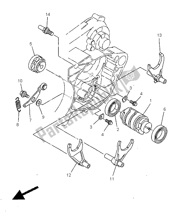 Toutes les pièces pour le Came Et Fourchette De Changement De Vitesse du Yamaha YZ 250 1999