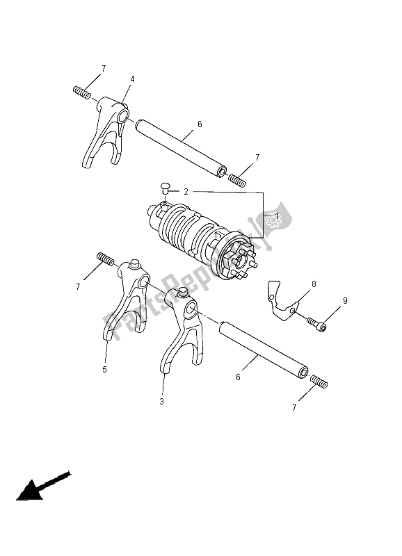 All parts for the Shift Cam & Fork of the Yamaha YZF R6 600 2005