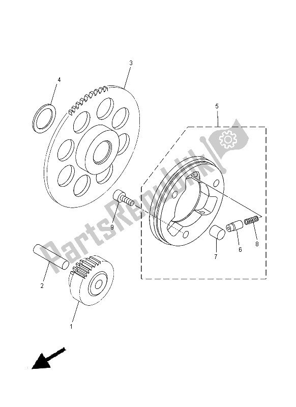 All parts for the Starter Clutch of the Yamaha TT R 110E 2014