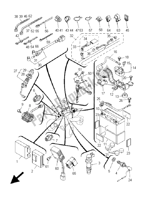 All parts for the Electrical 1 of the Yamaha YFZ 450 2009