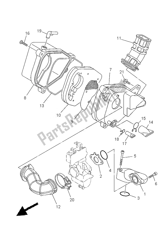 All parts for the Intake of the Yamaha TT R 110E 2013