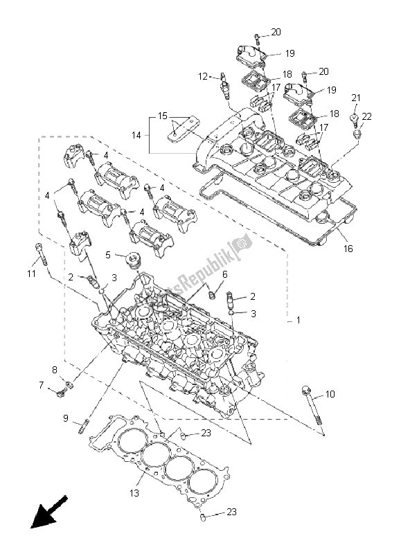 Toutes les pièces pour le Cylindre du Yamaha FZ6 N 600 2005