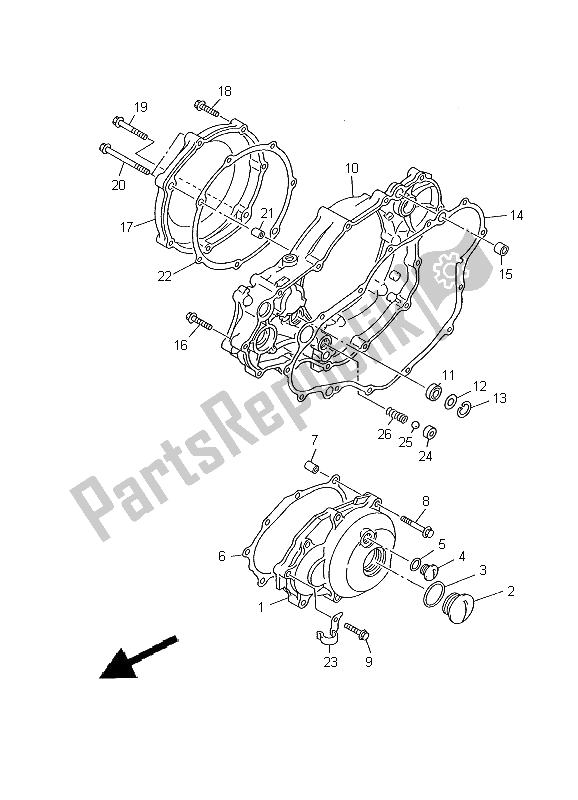 Alle onderdelen voor de Carterdeksel 1 van de Yamaha YZ 426F 2000