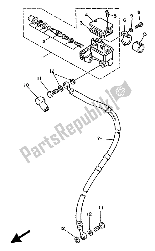 All parts for the Front Master Cylinder of the Yamaha DT 125R 1993