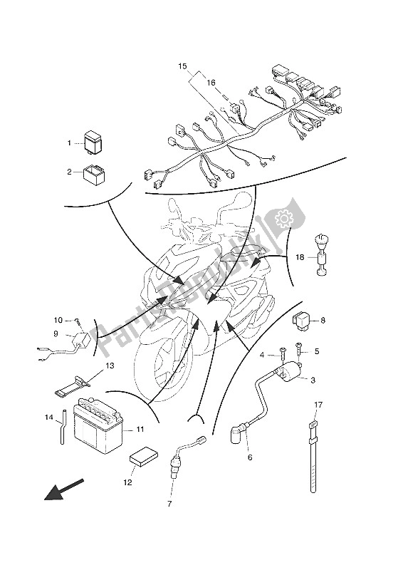 All parts for the Electrical 2 of the Yamaha NS 50N 2016