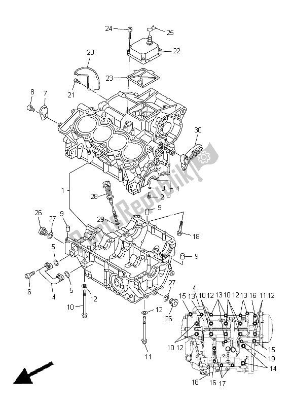 Toutes les pièces pour le Carter du Yamaha YZF R6 600 2005