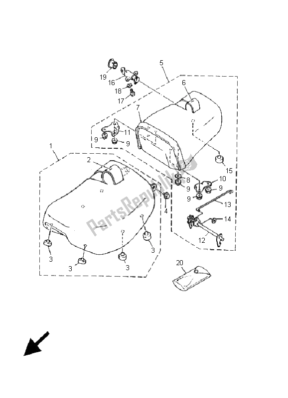 Todas las partes para Asiento de Yamaha XV 535 Virago 25 KW 2001